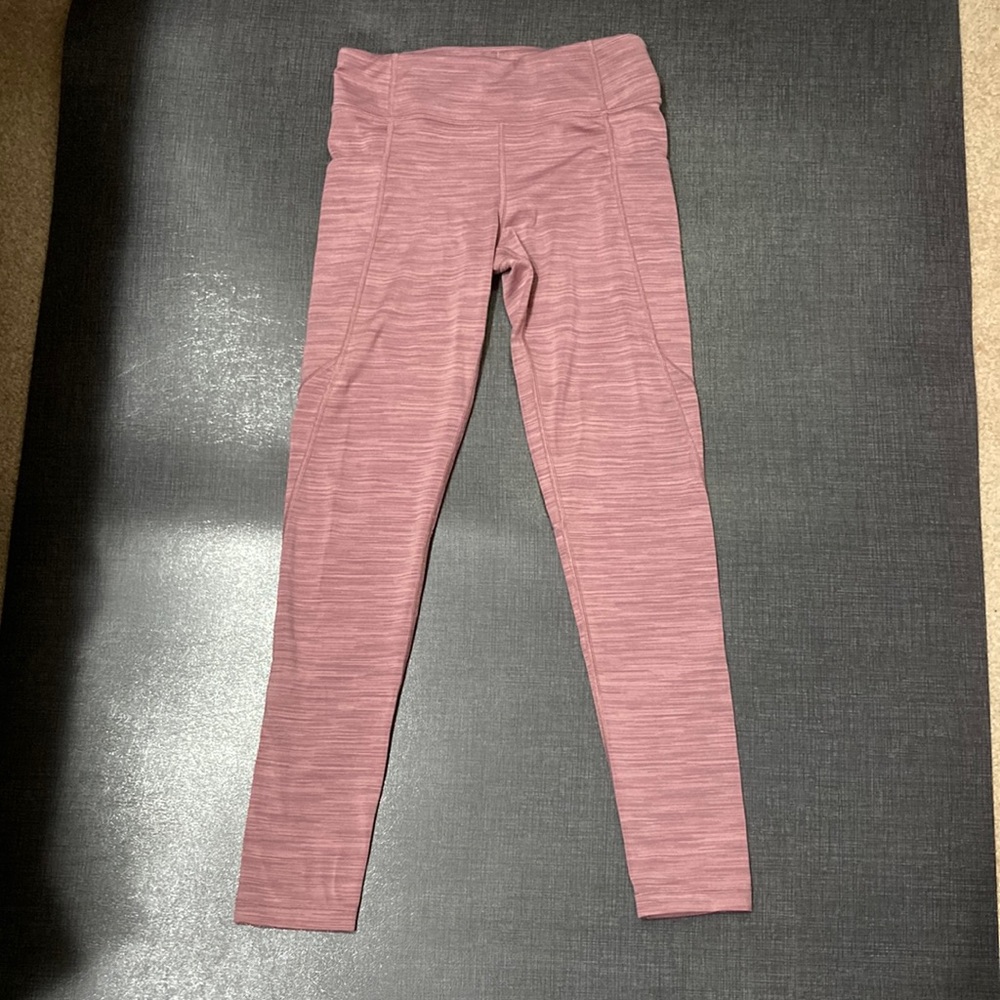 Athleta Girl Leggings, two pockets, pink space dye